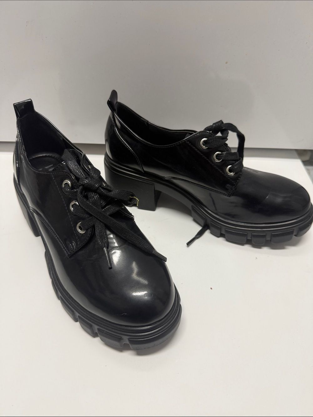 Black Chunky Lace-Up Platform Shoes Size 8.5 Never Worn